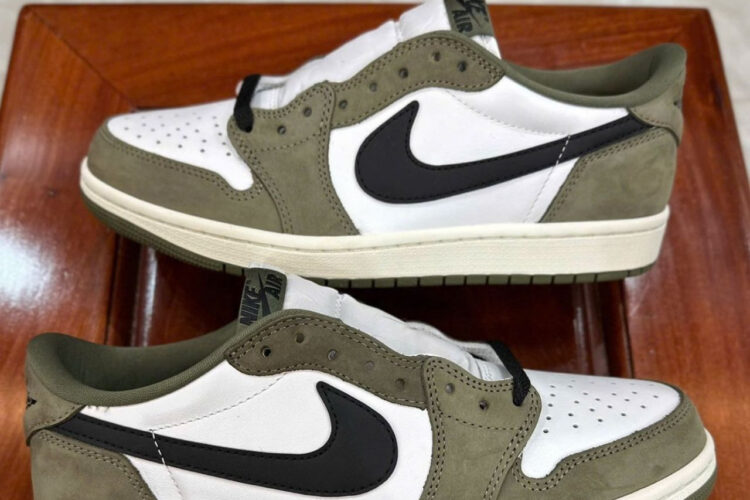 Giày Air Jordan 1 Retro Low OG Medium Olive Trắng Nâu