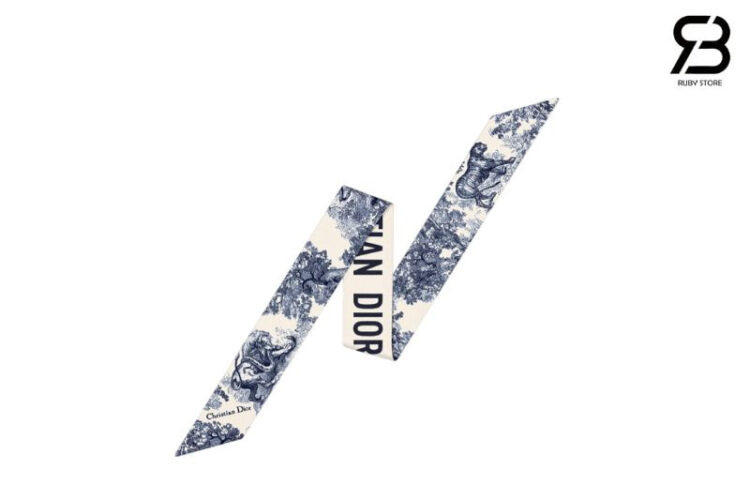 Khăn Lụa Dior Toile de Jouy Sauvage Mitzah Scarf Gray Silk Twill