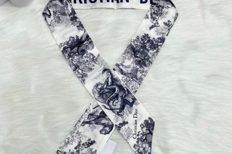 Khăn Lụa Dior Toile de Jouy Sauvage Mitzah Scarf Gray Silk Twill