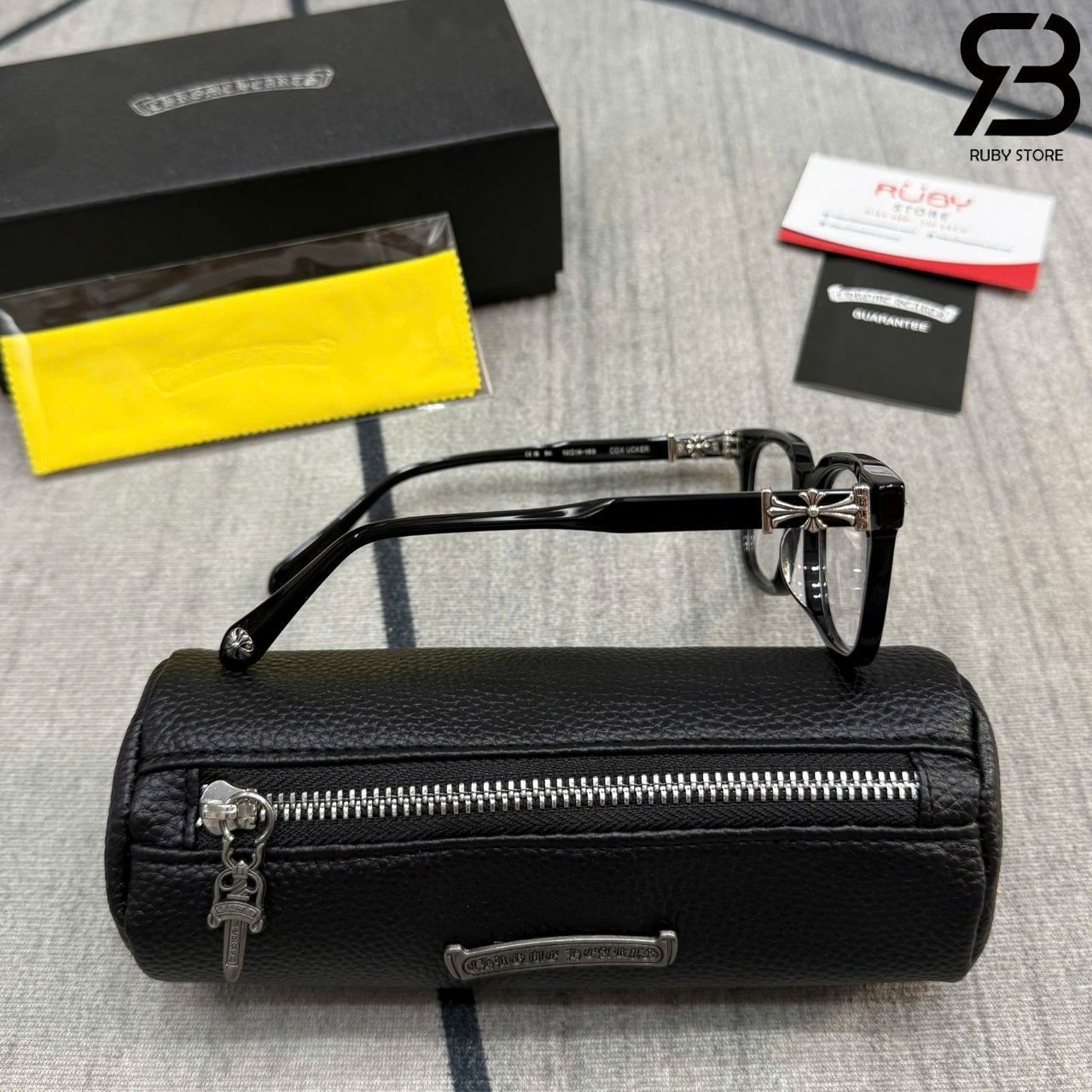 Mắt Kính Chrome Hearts Cox Ucker Black Silver đen bạc