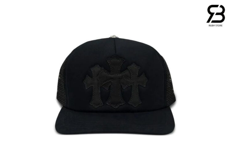 Mũ Chrome Hearts Triple-Cross Trucker Baseball Cap Màu Đen