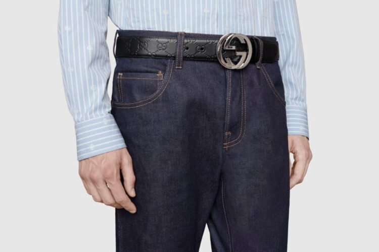 Thắt Lưng Gucci Black Guccissima Interlocking G Silver Buckle Belt Đen Khóa Bạc