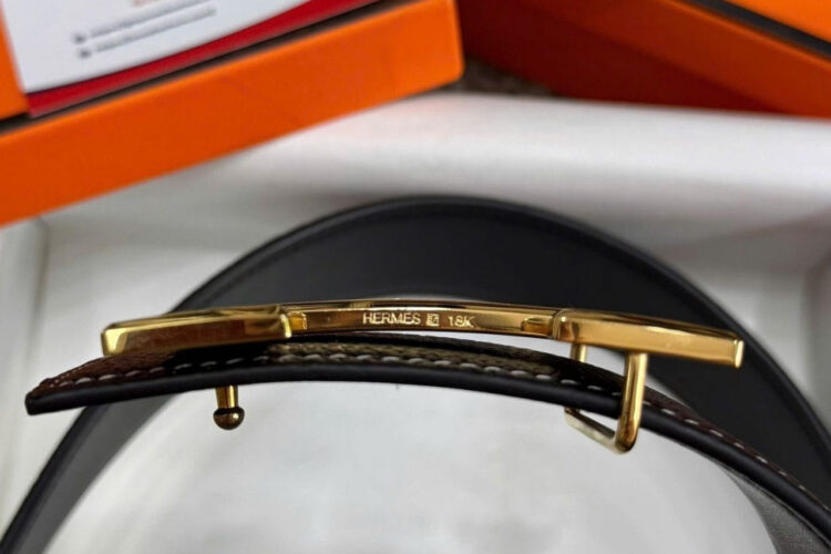 Thắt Lưng Hermes Belt Noir Black Togo White Stitch Brush Gold H Buckle