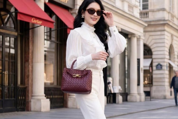 Túi Bottega Small Andiamo Intrecciato Barolo Red Lambskin 25CM Màu đỏ
