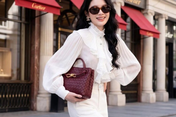 Túi Bottega Small Andiamo Intrecciato Barolo Red Lambskin 25CM Màu đỏ