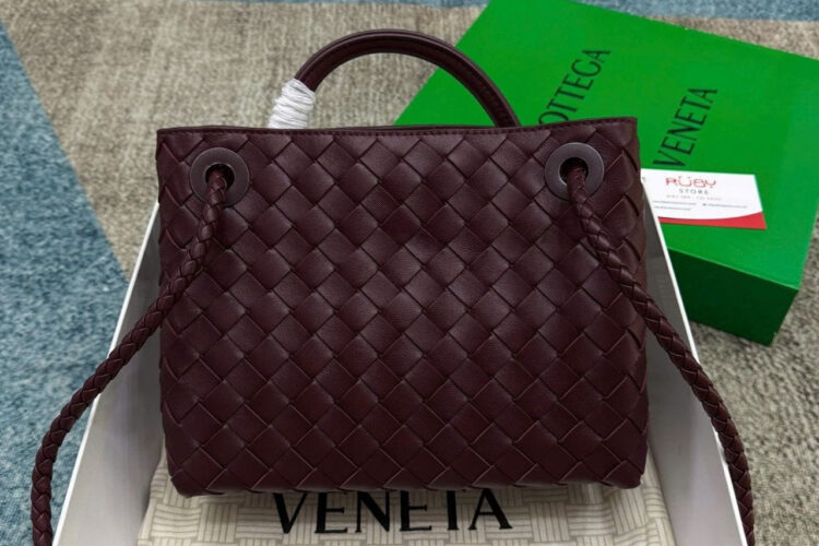 Túi Bottega Small Andiamo Intrecciato Barolo Red Lambskin 25CM Màu đỏ rượu