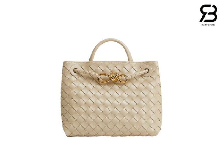 Túi Bottega Small Andiamo Intrecciato Ecru Lambskin 25CM Màu Be