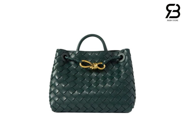 Túi Bottega Small Andiamo Intrecciato Emerald Green Lambskin 25CM Màu Xanh