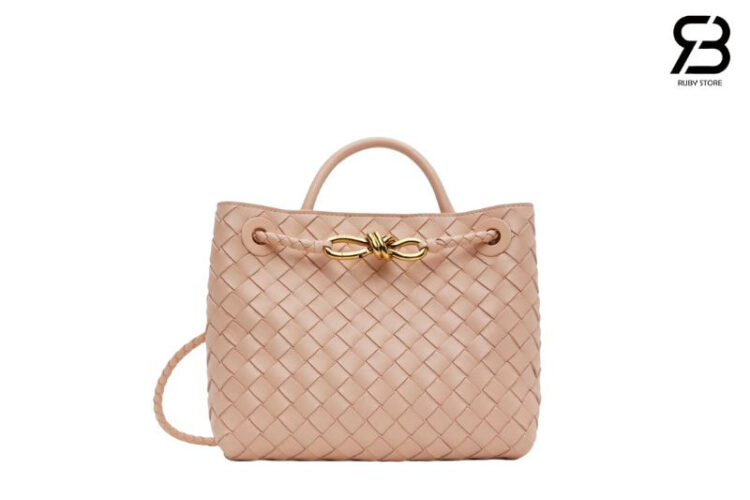 Túi Bottega Small Andiamo Intrecciato Light Pink Lambskin 25CM Hồng Nhạt