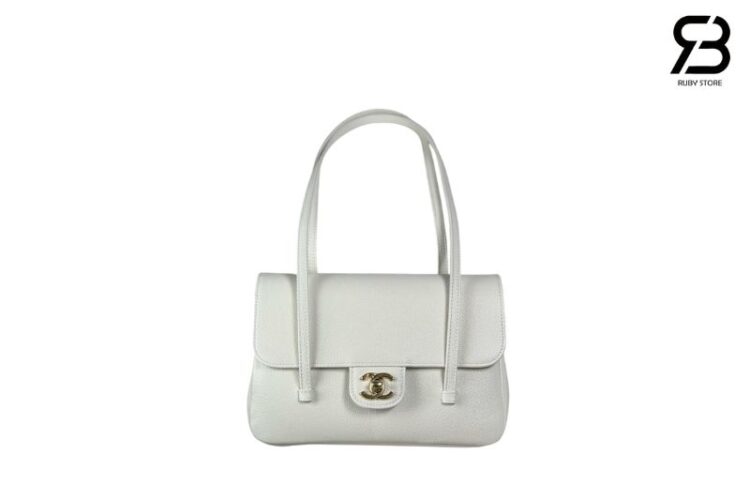 Túi CN 26P Preppy Coco Small Flap Bag Size 22 White Caviar GHW Trắng