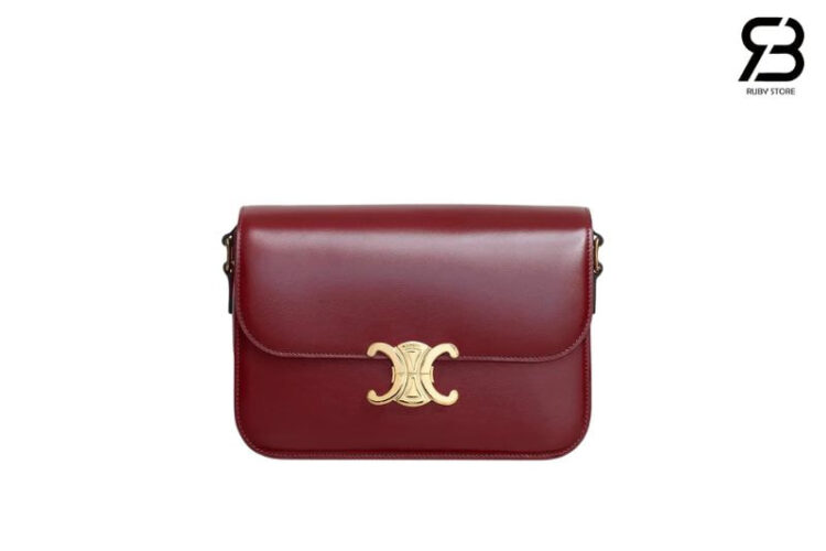 Túi Celine Classique Triomphe Bag In Burgundy Calfskin Màu Đỏ