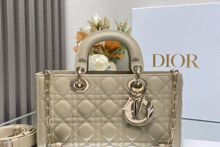 Túi Dior Medium Lady D-Joy Beige Cannage Lambskin Size 26 Màu Be