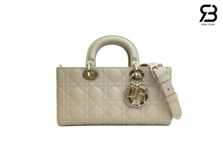 Túi Dior Medium Lady D-Joy Beige Cannage Lambskin Size 26 Màu Be