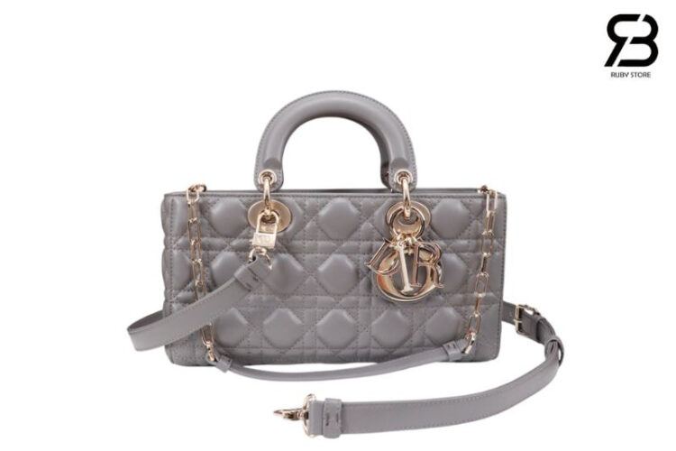 Túi Dior Medium Lady D-Joy Gray Cannage Lambskin Size 26 Xám