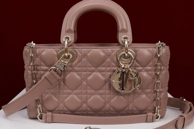 Túi Dior Medium Lady D-Joy Peony Pink Cannage Lambskin Size 26 Hồng Đậm