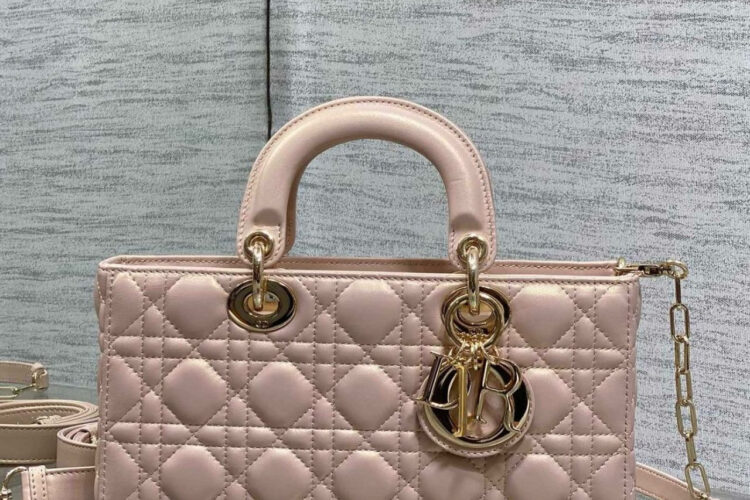 Túi Dior Medium Lady D-Joy Powder Pink Cannage Lambskin Size 26 Hồng