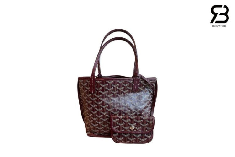 Túi Goyard Anjou Mini Reversible Bag Goyardine and Leather Burgundy Đỏ