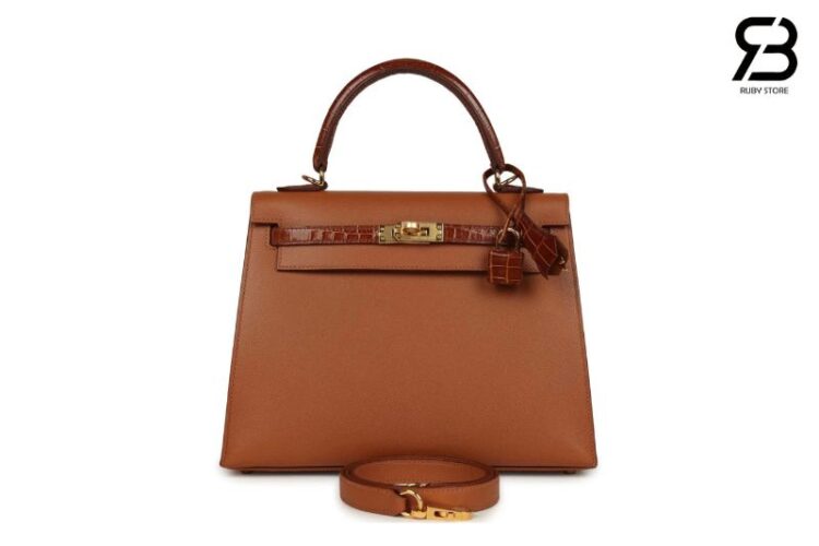 Túi Hermes Kelly 25 Touch Gold Madame Crocodile GHW Nâu Best Sale