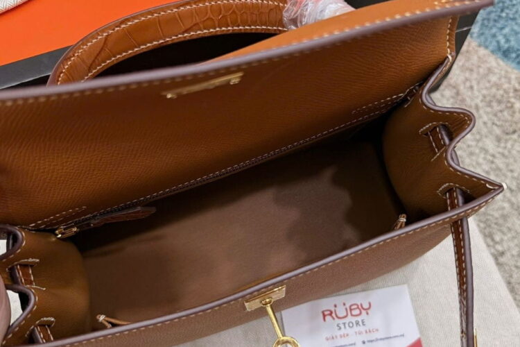 Túi Hermes Kelly 25 Touch Gold Madame Crocodile GHW Nâu Best Sale