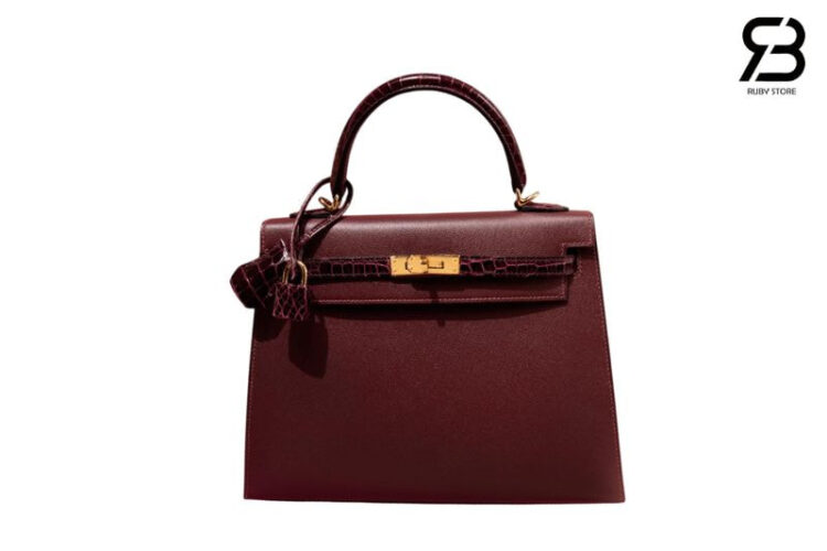 Túi Hermes Kelly 25 Touch Shiny Crocodile In Rouge H With Gold Hardware