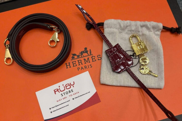 Túi Hermes Kelly 25 Touch Shiny Crocodile In Rouge H With Gold Hardware