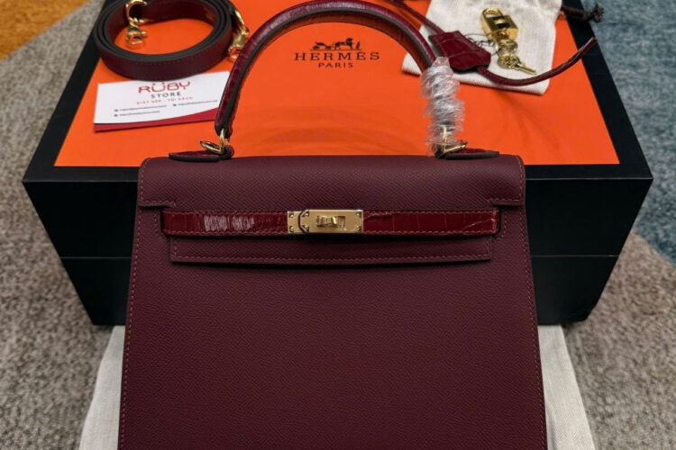 Túi Hermes Kelly 25 Touch Shiny Crocodile In Rouge H With Gold Hardware
