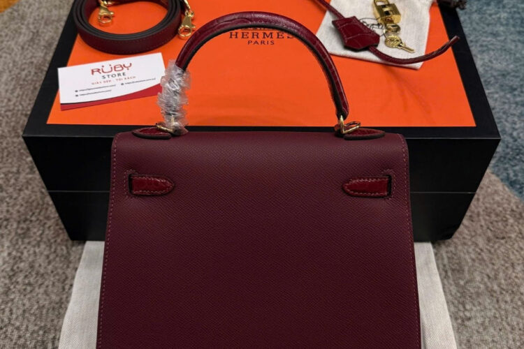 Túi Hermes Kelly 25 Touch Shiny Crocodile In Rouge H With Gold Hardware