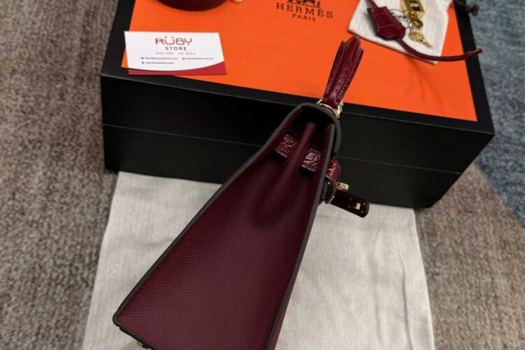 Túi Hermes Kelly 25 Touch Shiny Crocodile In Rouge H With Gold Hardware