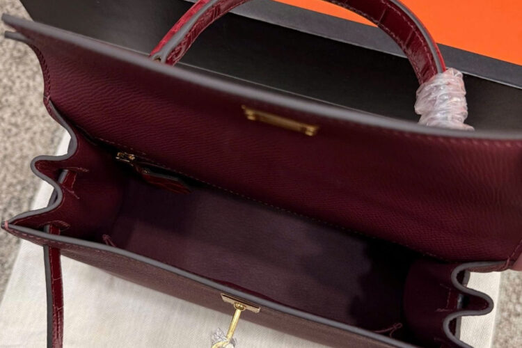 Túi Hermes Kelly 25 Touch Shiny Crocodile In Rouge H With Gold Hardware