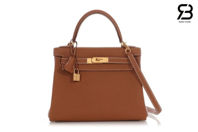 Túi Hermes Kelly 28 Retourne Gold Togo GHW Da Nhập Khâu Tay
