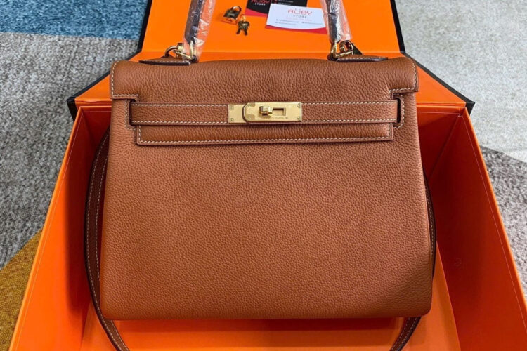 Túi Hermes Kelly 28 Retourne Gold Togo GHW Da Nhập Khâu Tay