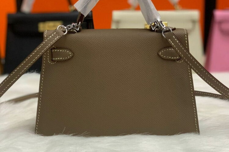 Túi Hermes Kelly Mini II 20 Etoupe Epsom PHW Màu Xám