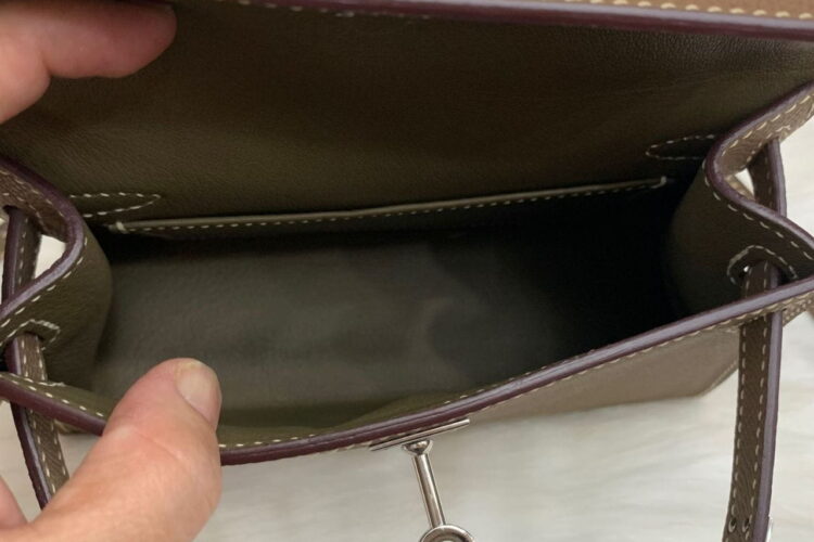Túi Hermes Kelly Mini II 20 Etoupe Epsom PHW Màu Xám