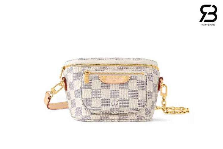 Túi LV Mini Bumbag Damier Azur N00130 Màu Kem