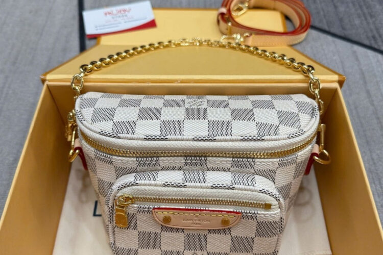 Túi LV Mini Bumbag Damier Azur N00130 Màu Kem