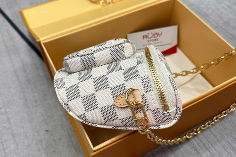 Túi LV Mini Bumbag Damier Azur N00130 Màu Kem