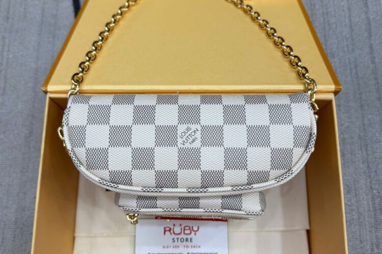 Túi LV Mini Bumbag Damier Azur N00130 Màu Kem