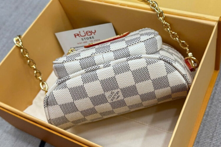 Túi LV Mini Bumbag Damier Azur N00130 Màu Kem
