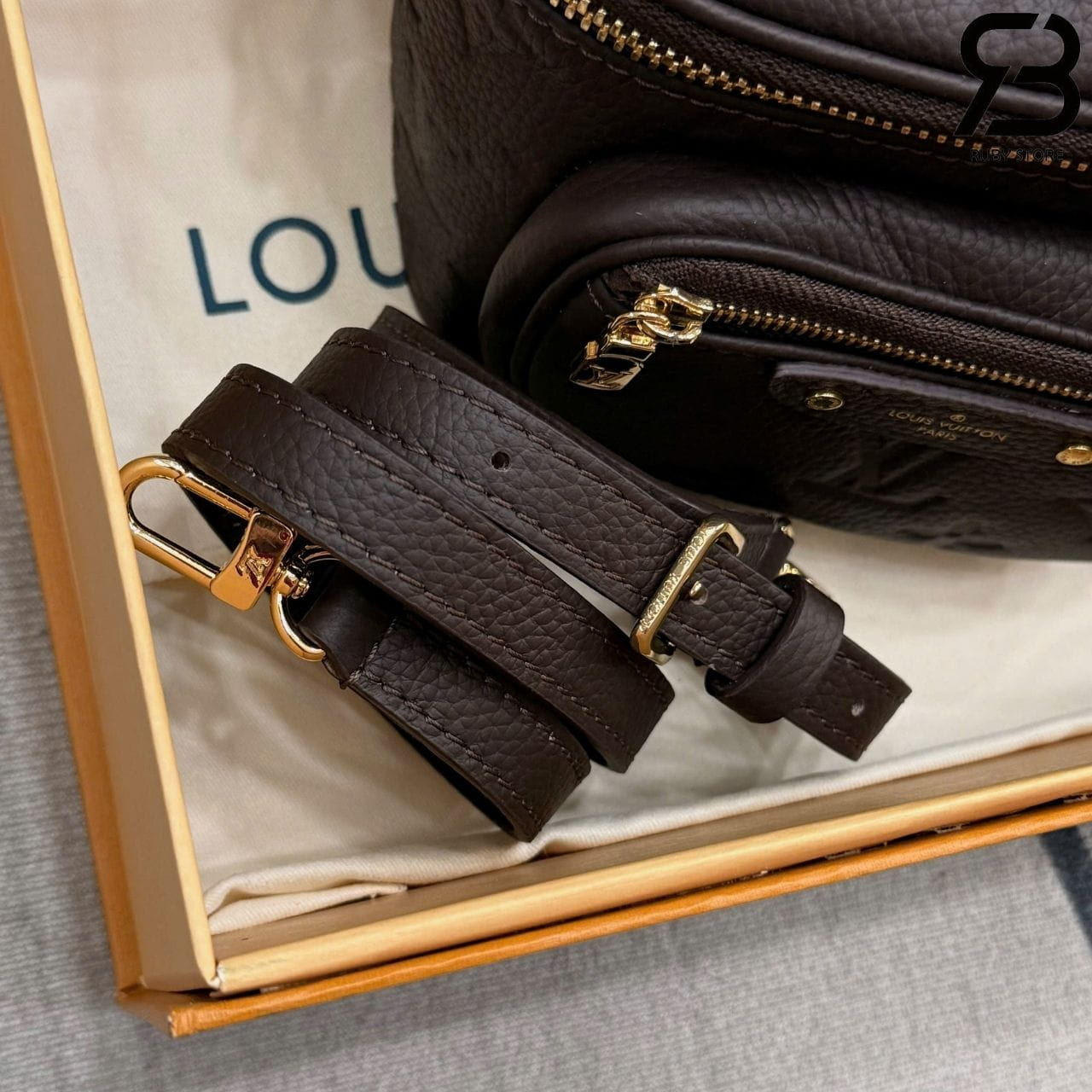 Túi LV Mini Bumbag Monogram Empreinte Leather Chocolate Nâu