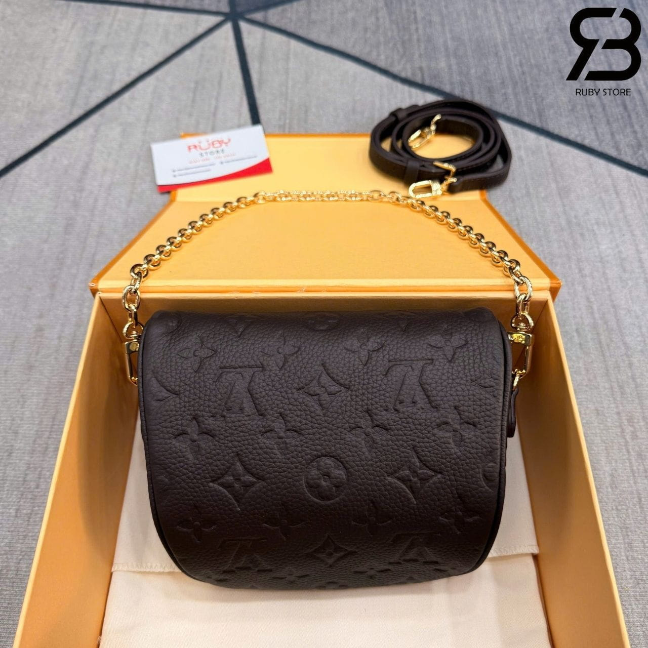 Túi LV Mini Bumbag Monogram Empreinte Leather Chocolate Nâu