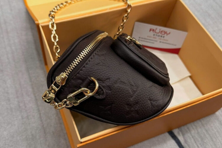 Túi LV Mini Bumbag Monogram Empreinte Leather Chocolate Nâu