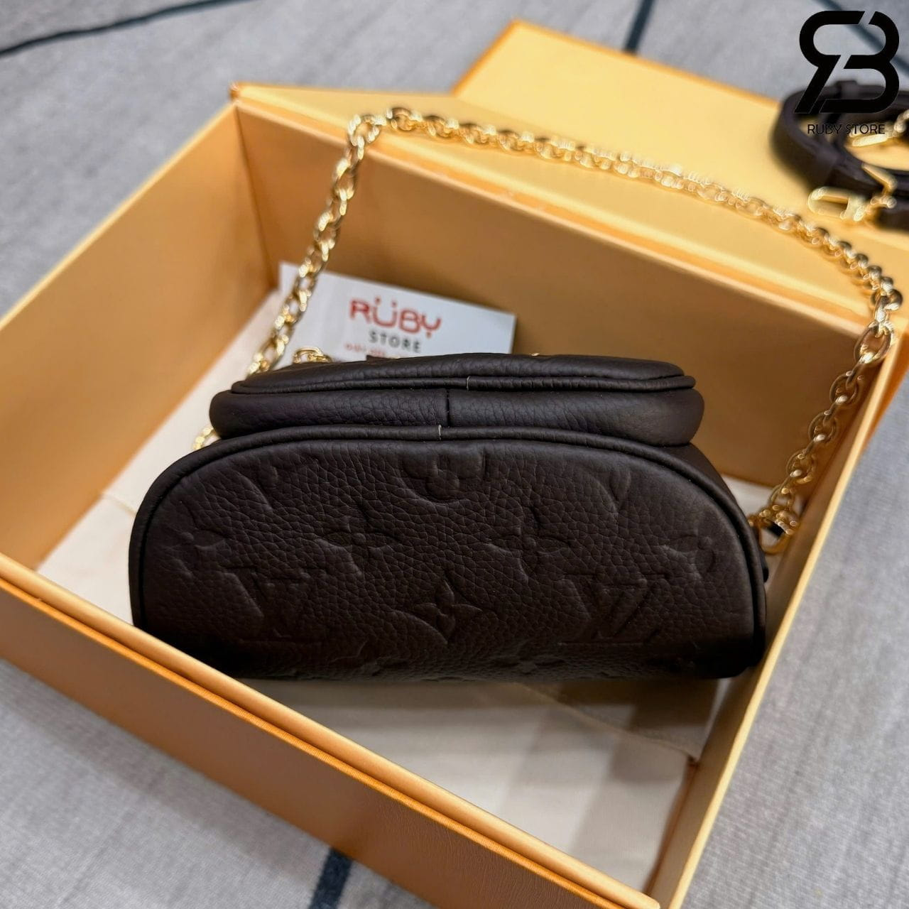 Túi LV Mini Bumbag Monogram Empreinte Leather Chocolate Nâu