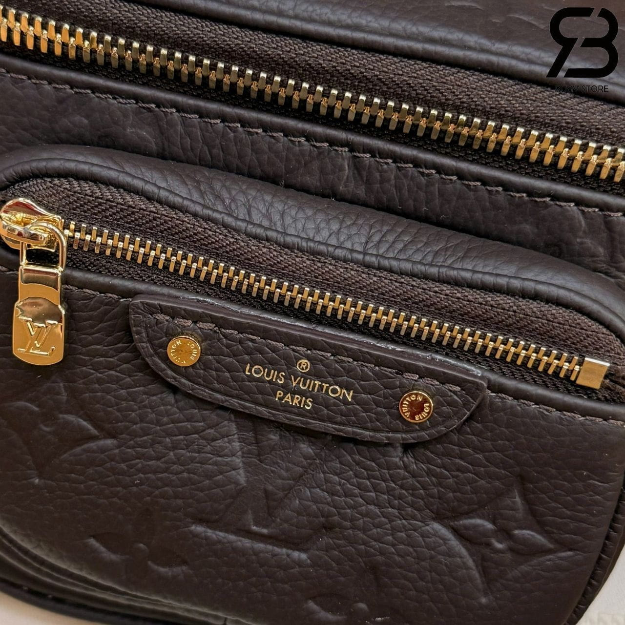 Túi LV Mini Bumbag Monogram Empreinte Leather Chocolate Nâu