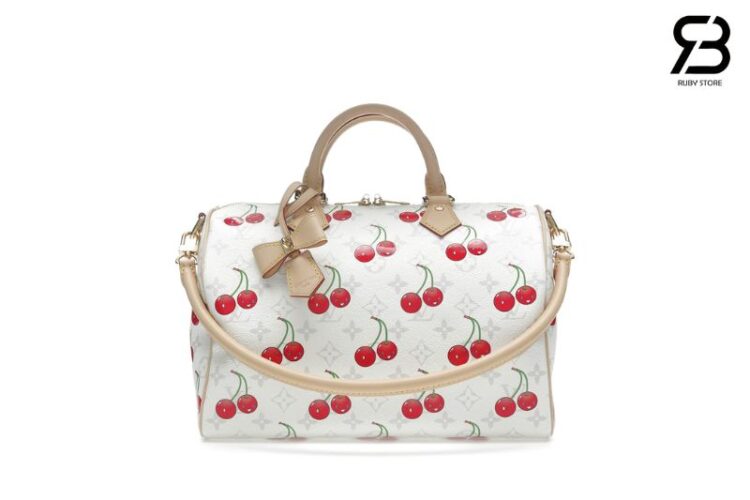 Túi LV x Takashi Murakami Speedy Soft Bandouliere 30 White Cherry Monogram