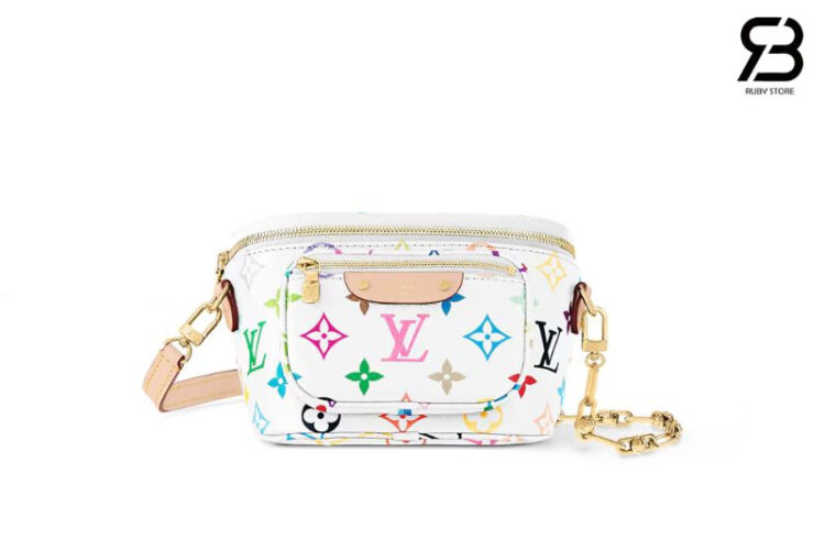 Túi LV x Murakami Mini Bumbag Multicolor White Monogram Canvas Trắng