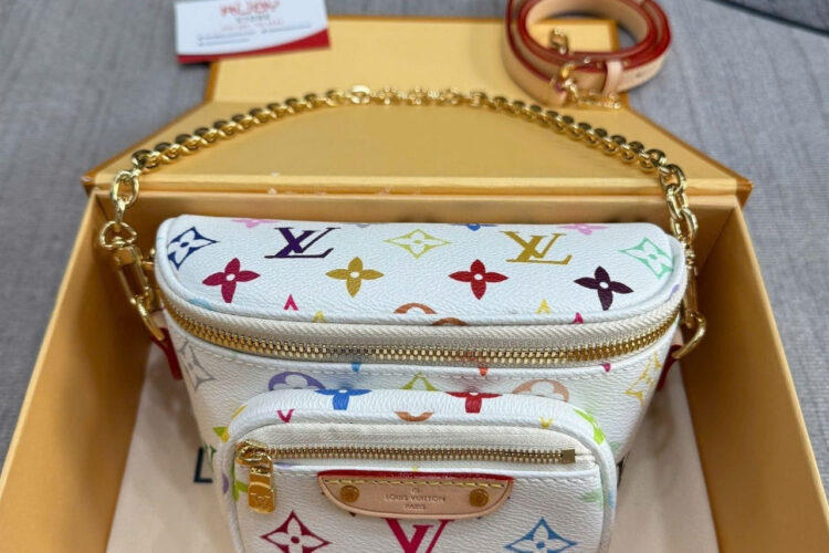 Túi LV x Murakami Mini Bumbag Multicolor White Monogram Canvas Trắng