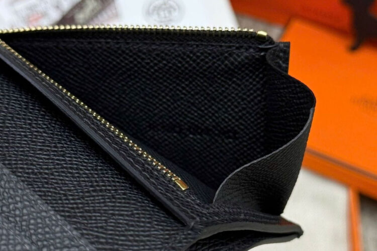 Ví Hermes Bearn Compact Wallet Noir Epsom GHW Đen Khóa Vàng