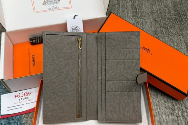 Ví Hermes Bearn Long Wallet Etoupe Epsom GHW Màu Xám