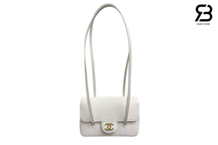 Túi CN 26P Preppy Coco Clutch Shoulder Bag White Caviar GHW Màu Trắng