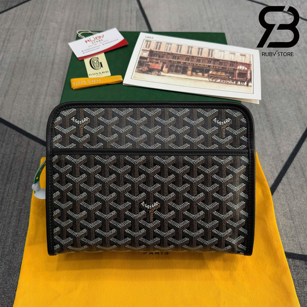 Túi Goyard Jouvence Toiletry Clutch Bag MM Black Đen Best Sale